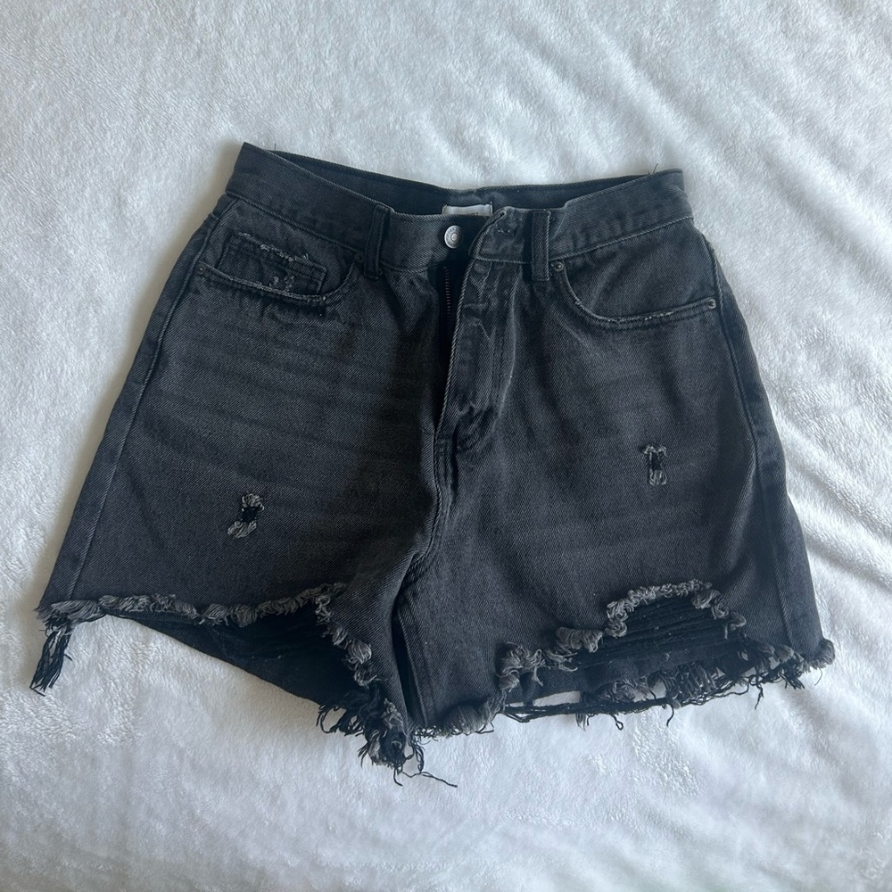 Forever 21 Black Distressed Jean Shorts